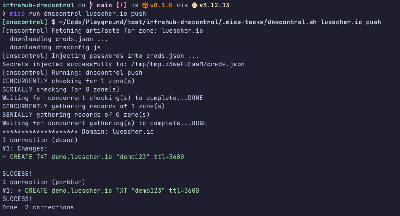 DNSControl push output