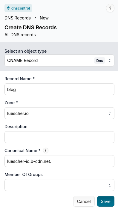 CNAME Record Example