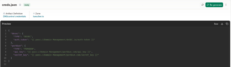 DNSControl Artifact creds.json